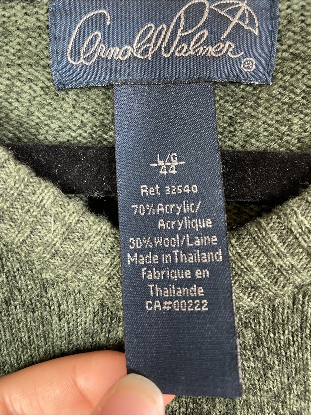 Vintage Arnold Palmer Wool Blend Golf Sweater Green Large V Neck Grandpa Core - Picture 4 of 14